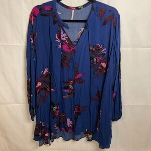 Free People Blue Floral Blouse